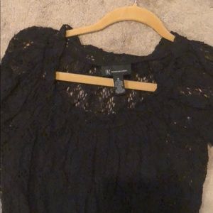 INC Black Eyelet Blouse with Spaghetti Strap Top